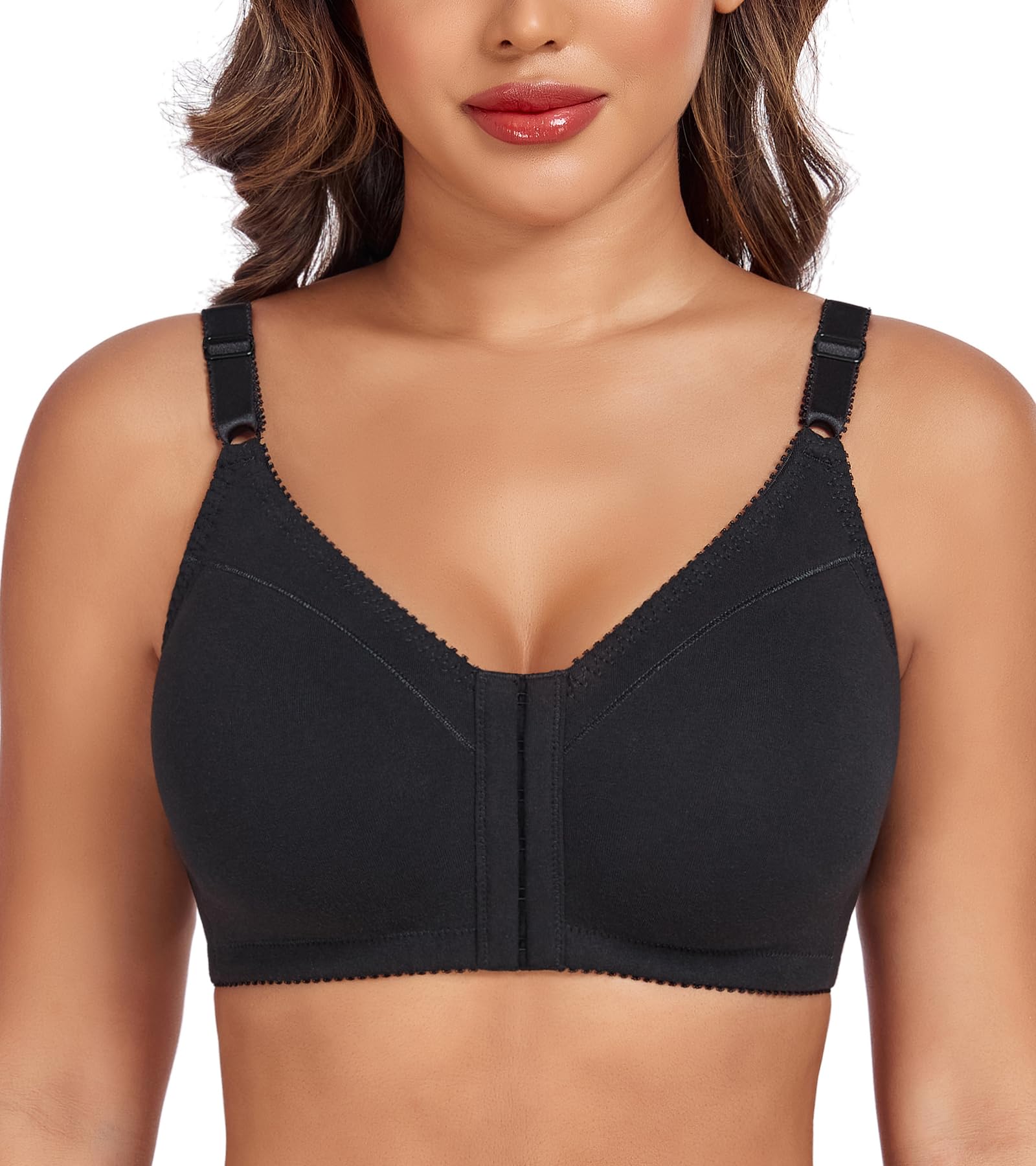 DotVol Femmes Front Fermeture Coton sans Fil sans Doublure Confort Tous Les Jours Soutien-Gorge