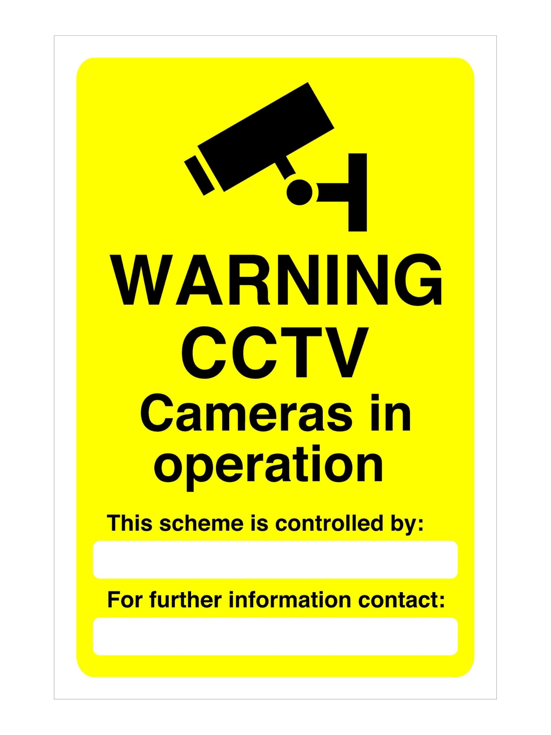 Safety First Display Ltd Yellow Warning Cctv Cameras In Operation Safety Sign - 3Mm Aluminum Dibond 300Mm X 200Mm