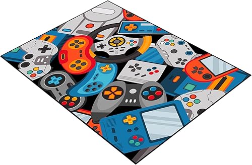 Miniatura 9 de Lacut Alfombra de área de juegos, alfombra de juegos 3D, tapete controlador de gamepad para niños y niñas, dormitorio, sala de juegos, alfombras
