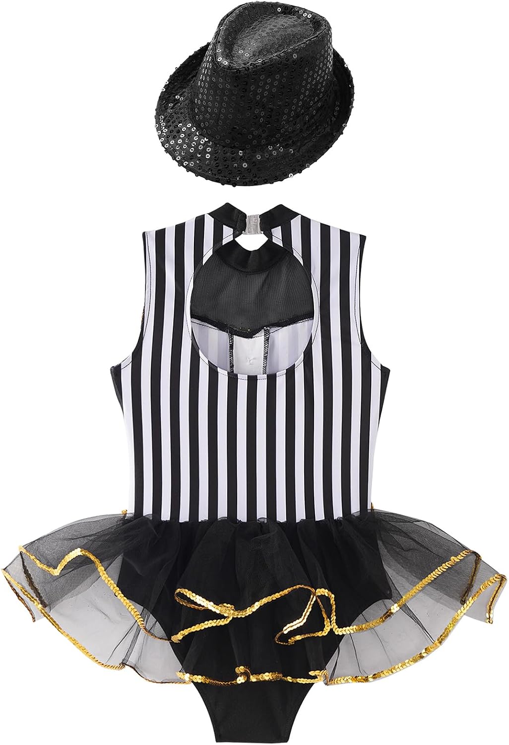 Hansber Girls Jazz Dance Dress for Competitions Gymnastics Performance Costume Tank Ballet Unitard Feather Leotards