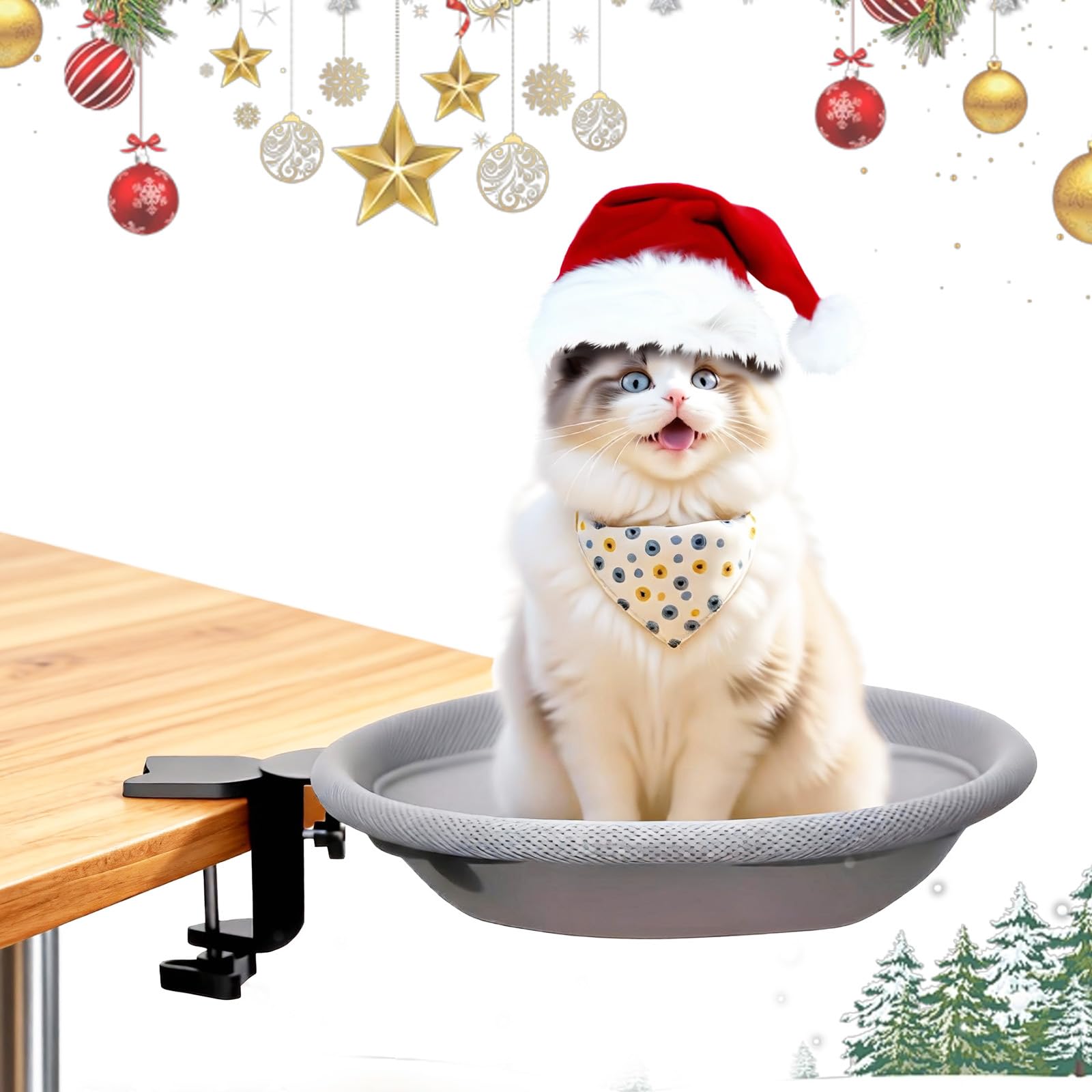 Lettino per Gatti da Scrivania Rotazione a 360°,Altezza Regolabile,Cuccia per Gatti da Scrivania per Ufficio e Lavoro,Amaca per gatti da Interni per Animali Domestici Fino a 20 kg(Grigio)