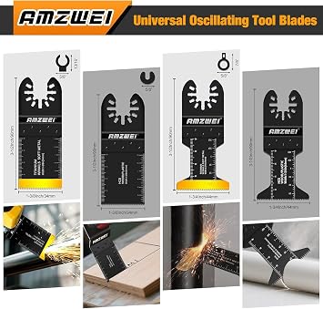 AMZWEI 50PCS Multi Tool Blades,Titanium Multitool Blades for Wood & Metal