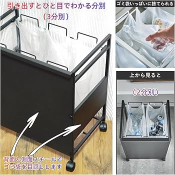 Amazon|Secchuu 目隠し分別ダストワゴン 2分別 スチール製 ゴミ Amazon|Secchuu 目隠し分別ダストワゴン 2分別 スチール製 ゴミ