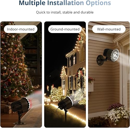 Miniatura 3 de Proyector de luces de copo de nieve para exteriores, 9 vatios súper brillantes, lámpara de nevada, proyección de luz nocturna, luces LED de