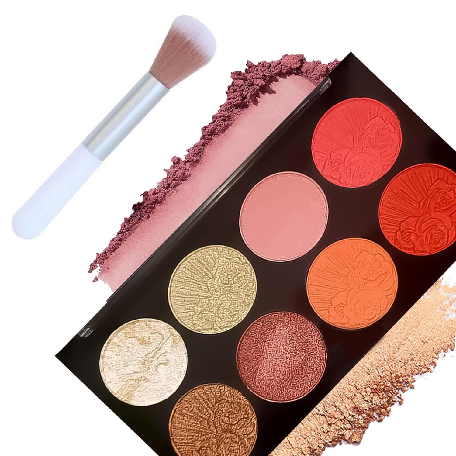 AZONEEPowder Blush Palette - 8 Colour Blushers for Cheeks Makeup, Face Contour, Long-Lasting Shimmer Contouring Highlighting, Matte Blusher for Natural-Looking Finish