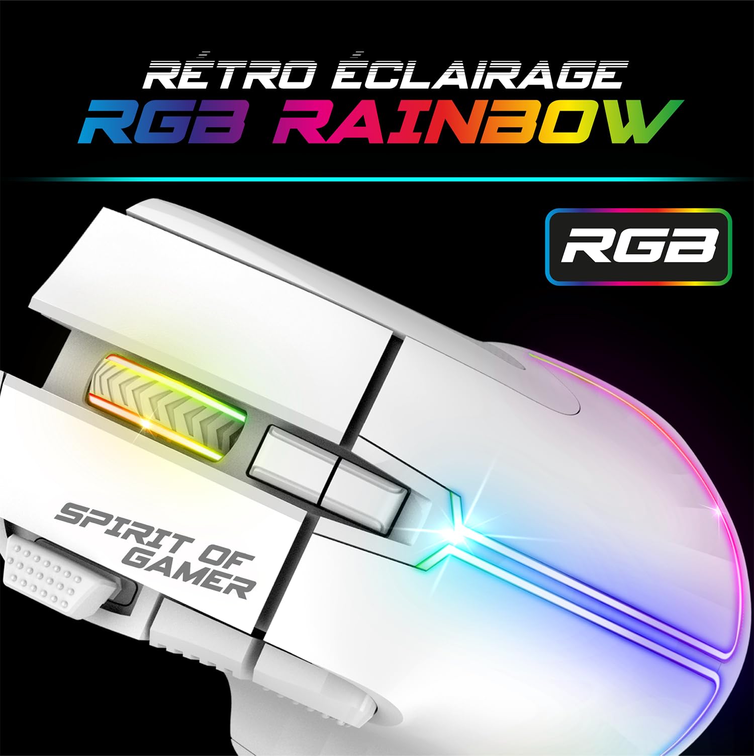 SPIRIT OF GAMER x MK600 | Pack Teclado Ratón Inalámbrico Gamer Blanco Recargable RGB | Diseño QWERTZ Alemán Retroiluminado | Gaming Keyboard Semi Mecánico | Wireless Mouse 4800 DPI | PS4/PS5, PC, Xbox