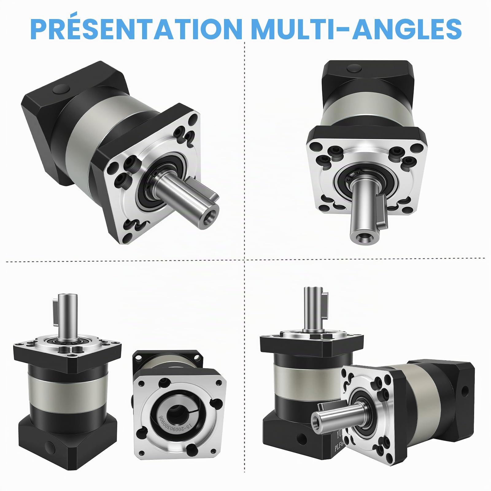 Rapport de vitesse 10:1 Réducteur de vitesse planétaire 7 arc-min 16 Nm 4000 tr/min pour arbre de 8 mm/6,35 mm Moteur pas à pas Nema23 57 mm, boîtes de vitesses pour machine à tour CNC, routeur