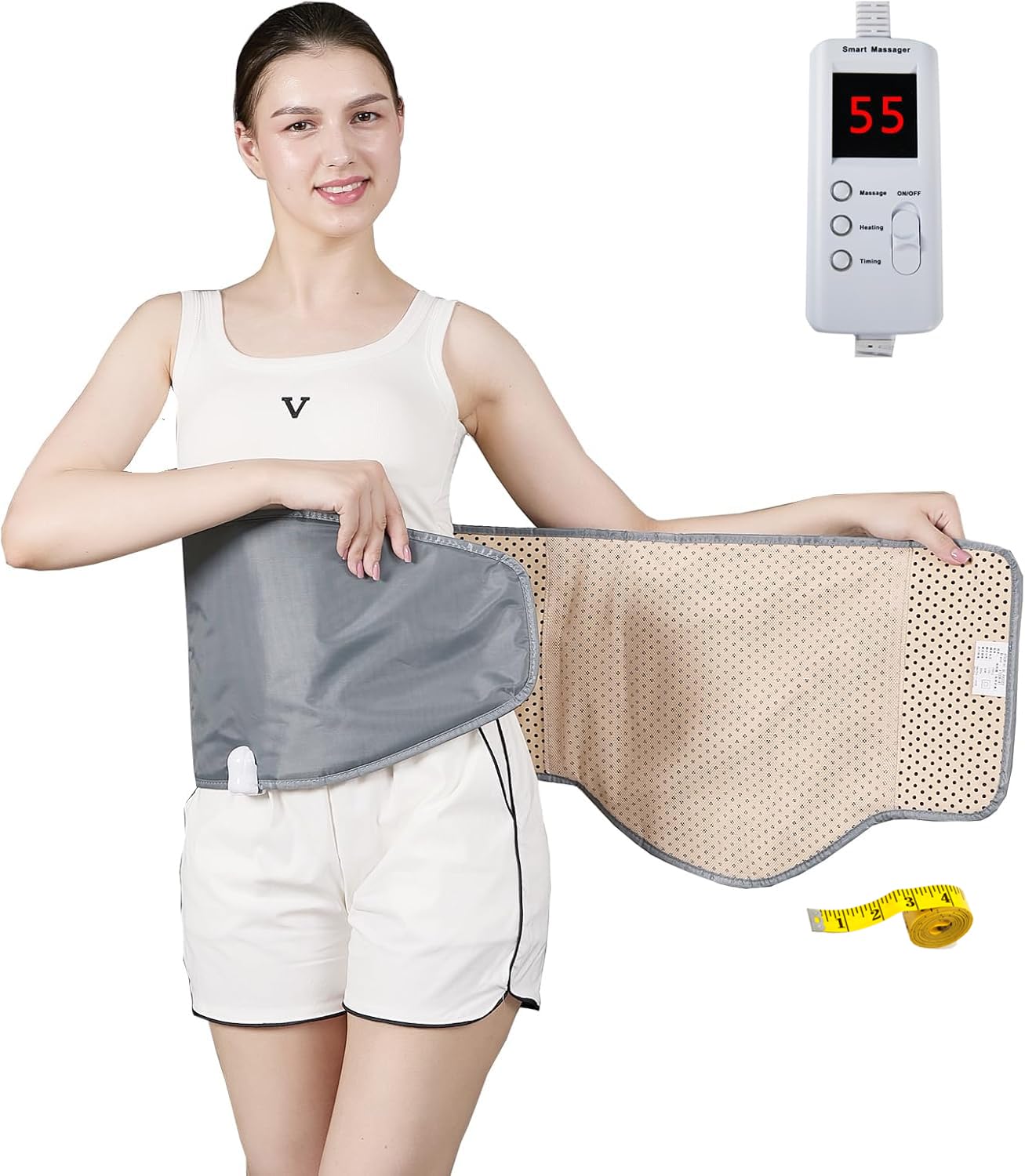 360° Whole Circle Heat Sauna Belt Abs Sculptor Vibration Massager Fast Heating Stomach Cellulite Removal Waist and Abdominal Trainer Lower Back Pain Relief Body Shape ab Toner Machine Belly Exercise