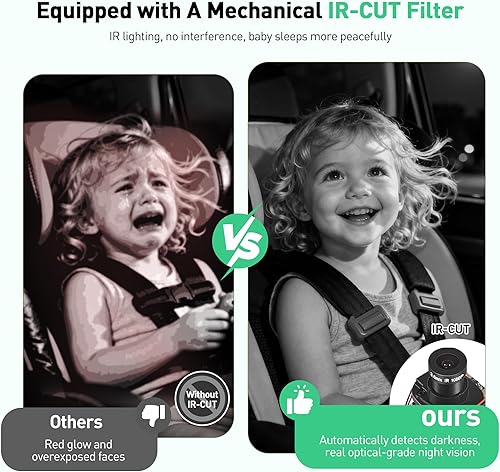 Miniatura 6 de Monitor inalámbrico de cámara de automóvil para bebé, pantalla de 4.3 pulgadas con cámaras de asiento de automóvil orientadas hacia atrás, visión