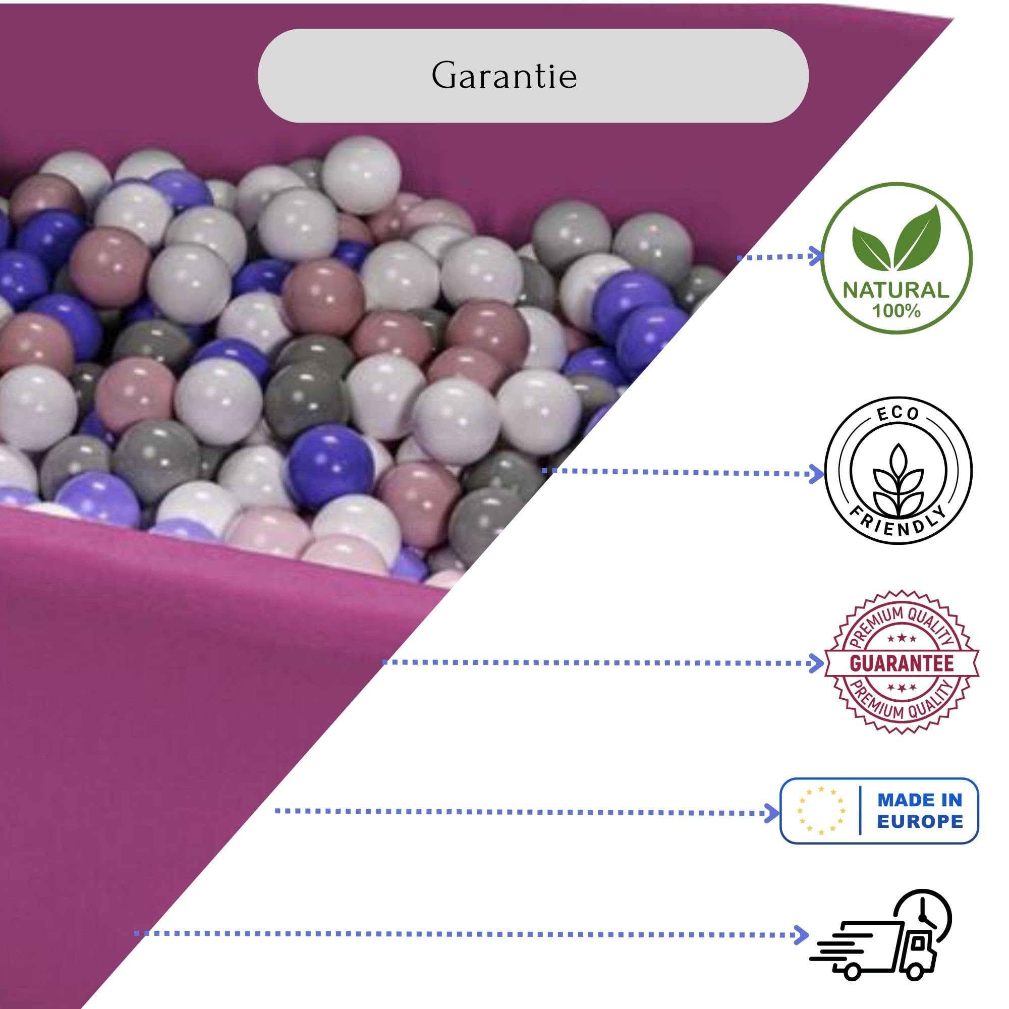 GoldenGroup Bagno per palline per bambini, 120 x 120 cm, giocattolo sensoriale, piscina per interni, parco giochi quadrato in gommapiuma, bagno per palle per bambini, bagno senza palline, colore: