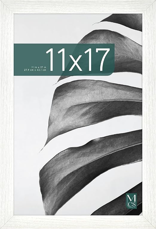 MCS Studio Gallery 11x17 Picture Frame White Woodgrain, Rectangle Photo Frame for Photos, Posters & Art Prints (1-Pack)