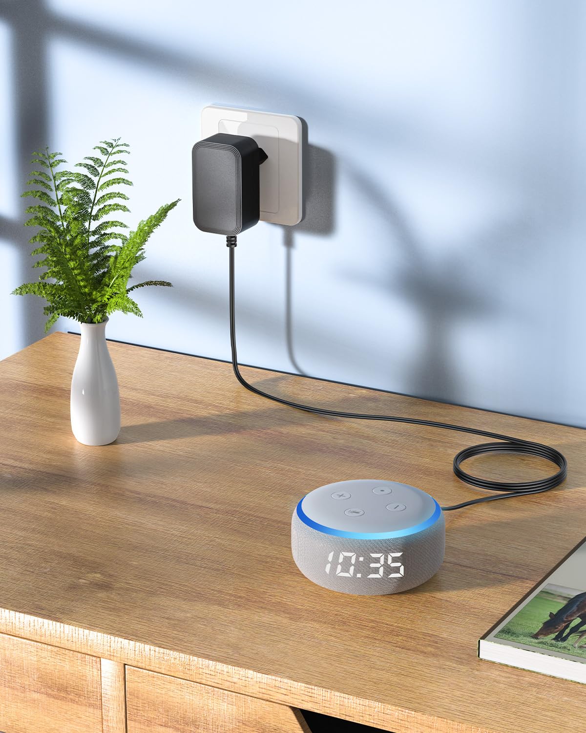 Adaptateur Secteur Officiel Pour Echo Dot Et Echo Show 5 Compatible Avec Echo Dot 3e 4e Generation Echo Show 5 Echo Spot Et Fire Tv Cube Blanc Craie 15 W