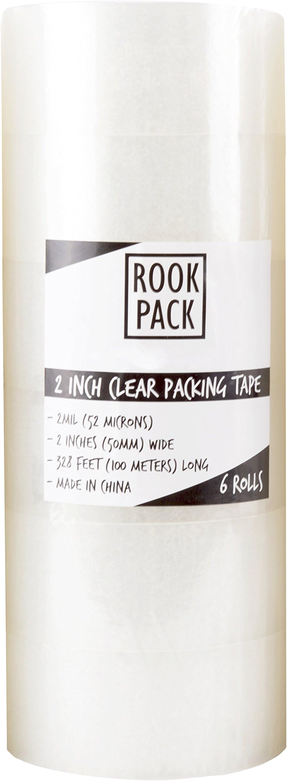 6 Pack Rook Pack 2 Inch Wide x 110 Yards (328 Feet) 2.0 Mil Packaging Tape (6PK x 2 inch x 110 Yards)