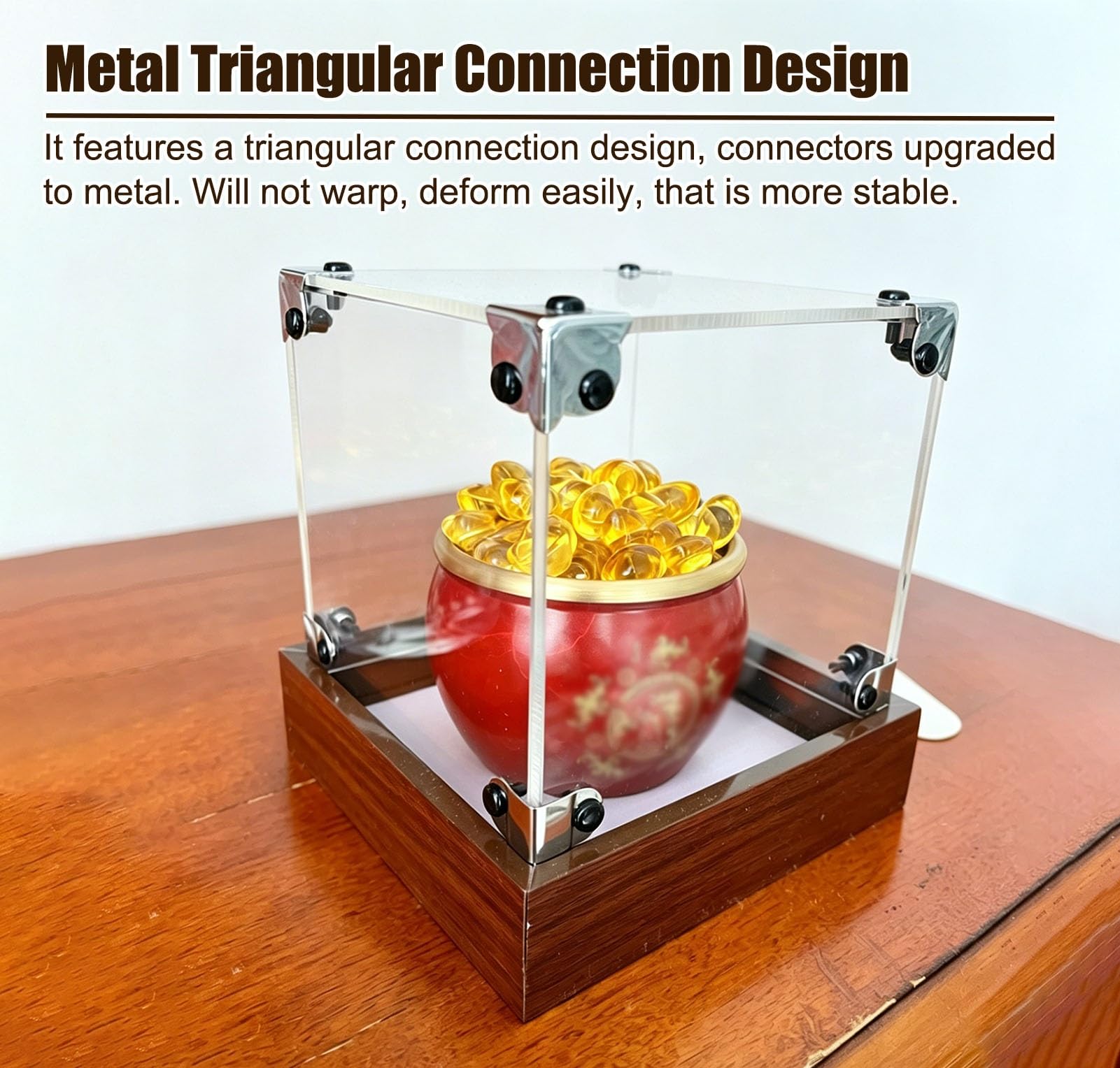 Teca Plexiglass Vetrina per Miniature Diorama, Base in Legno, Vetrina | Scatola da Appoggio in Acrilico con Base in Legno, Organizer Lungo 15 30 35 45 50 55 60 70 80 cm, Mobile per Opere D'arte