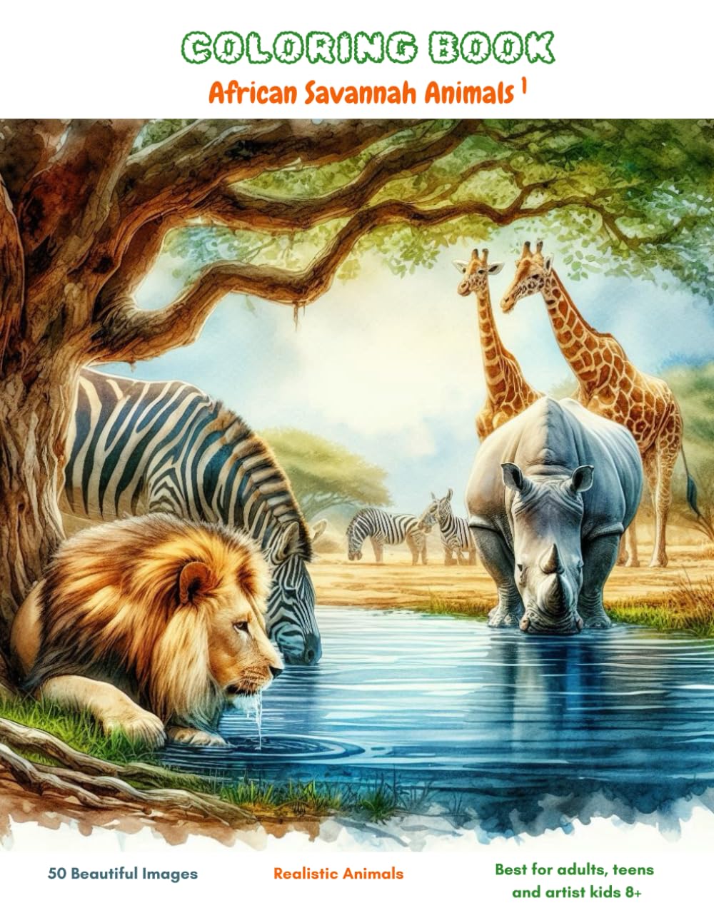 STRESS RELIEF COLORING BOOK: Animals of the African Savannah 1