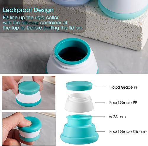 Miniatura 3 de INSFIT - Recipientes de silicona para cosméticos, tarros de muestra vacíos de 0.71oz, recipientes de tamaño de viaje, recipientes de muestra de