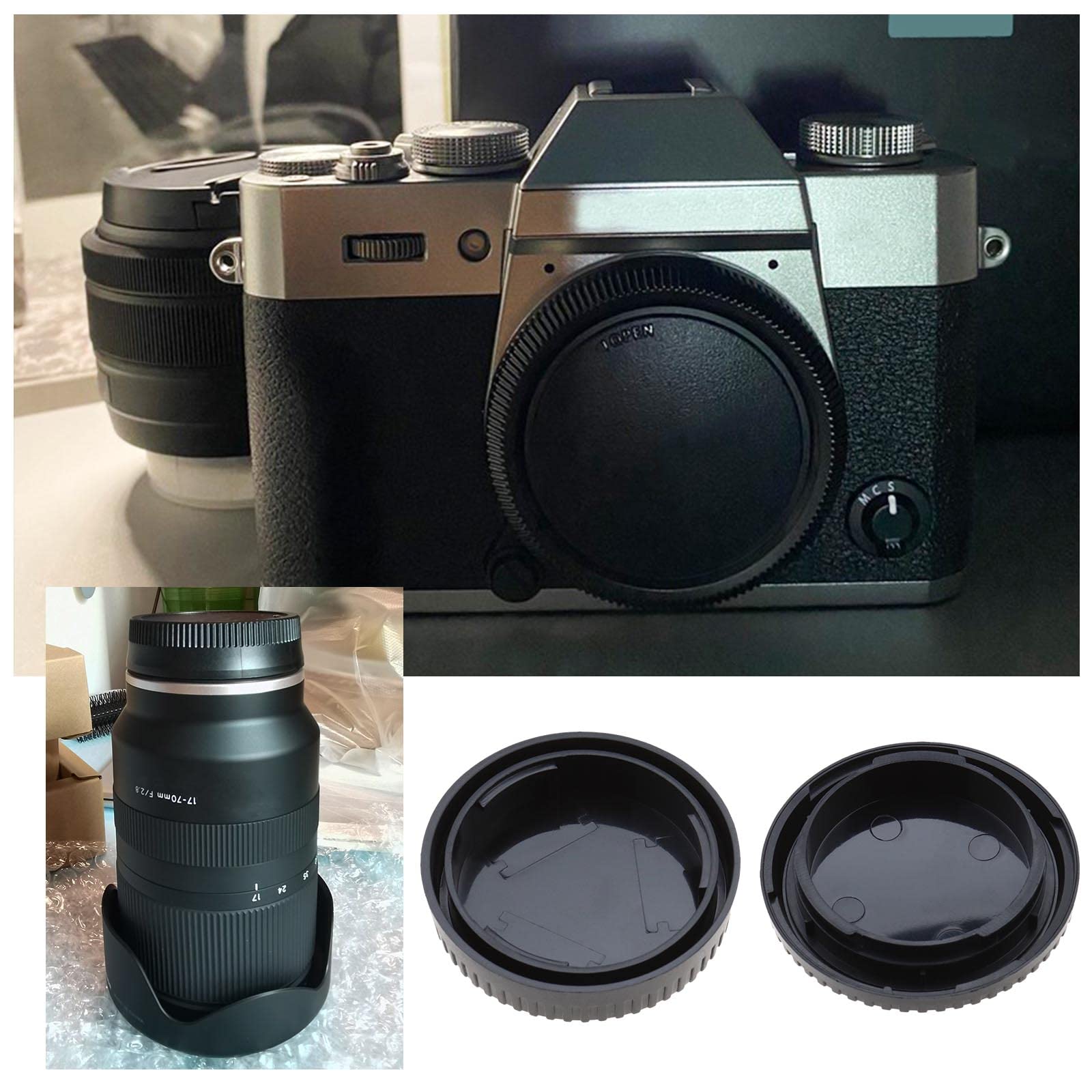 YINETTECH 2 Sets Front Body Cap & Rear Lens Cap Cover Kit Compatible with Fuji X Mount DSLR Camera X-T4 X-T3 X-T2 X-T1 X-T30 X-T20 X-T10 X-H1 X-T200 X-T100 X-PRO 3 - Image 3