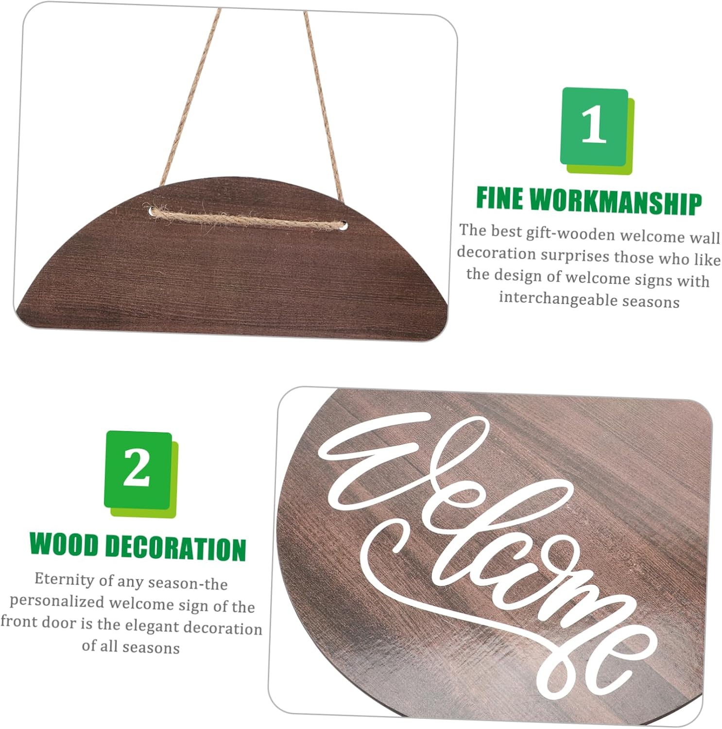 Zerodeko Rustic Front Door Welcome Sign Outdoor Decor for Porch Wooden Hanging Pendant