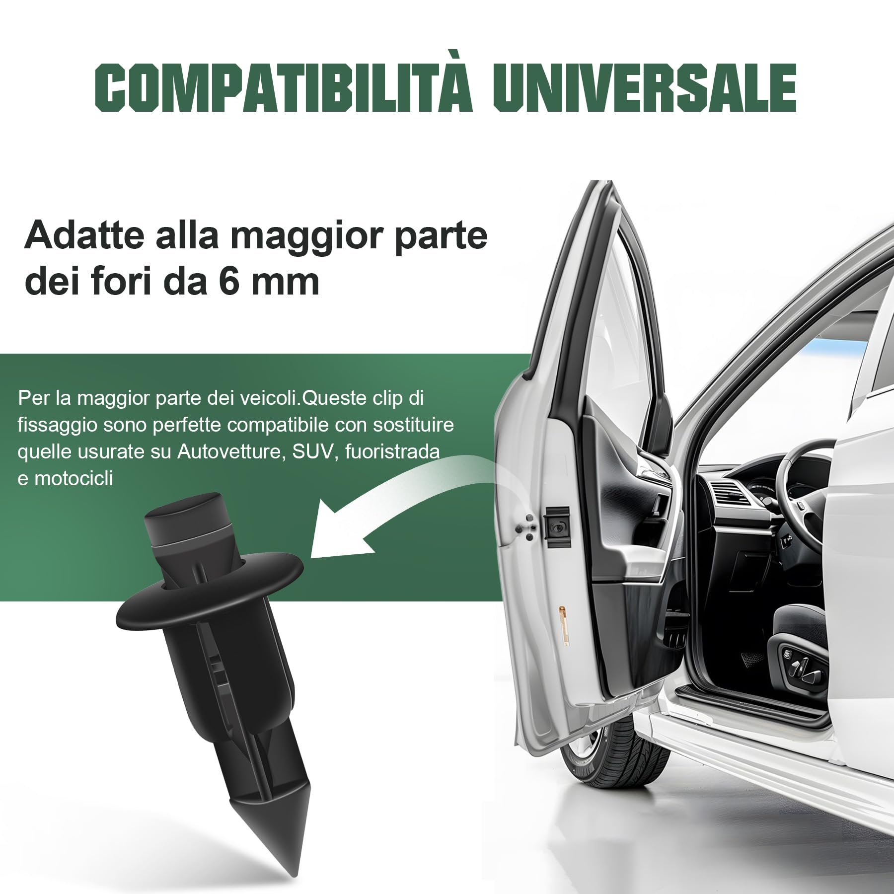 200 Clip Di Fissaggio In Plastica Da 6mm - Rivetti Universali Per Auto E Moto, Compatibili Con Yamaha, Suzuki, Kawasaki, Honda, Per Carenature E Pannelli