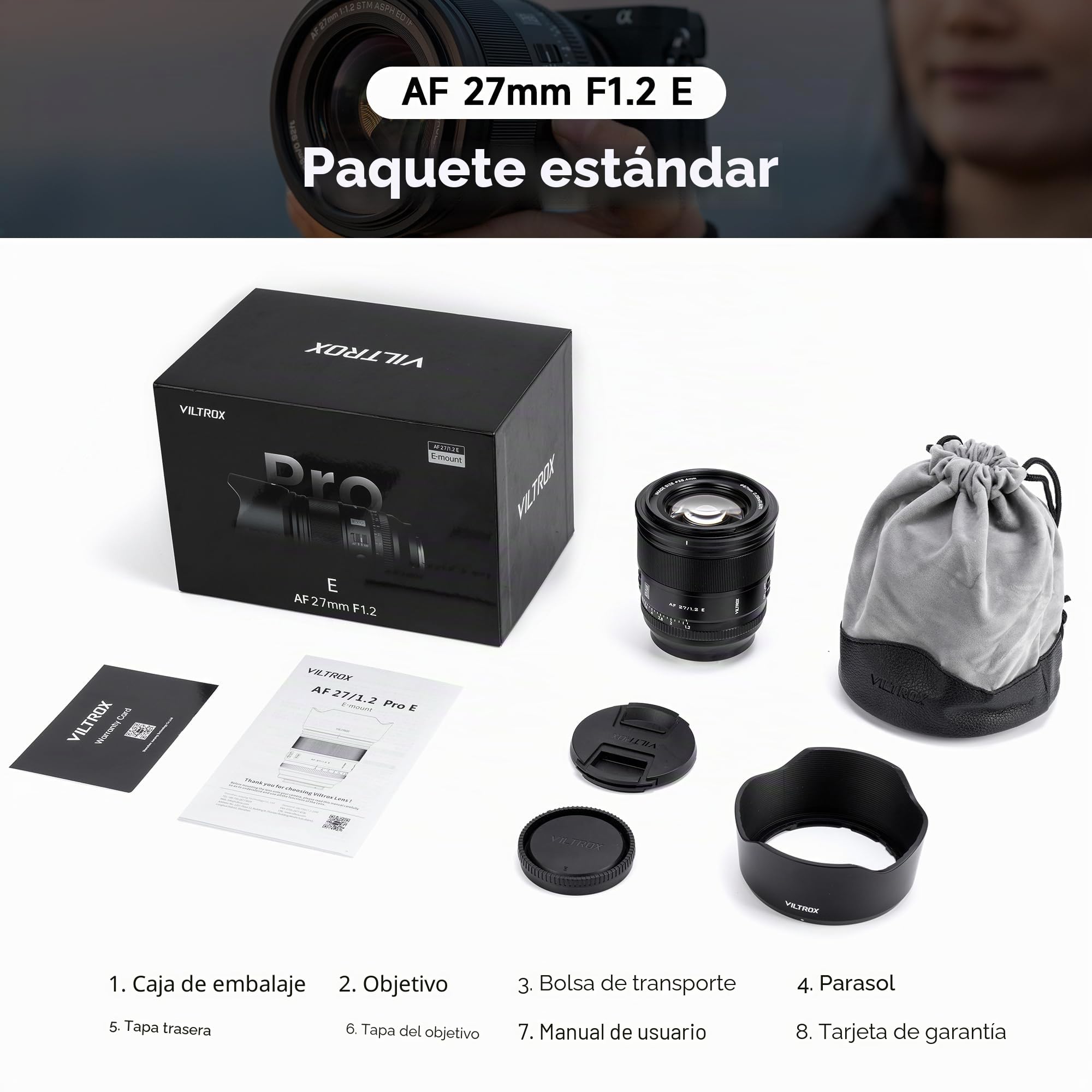 VILTROX AF 27mm F1.2 Pro APS-C Objetivo para Montura Sony E, Lente Fijo Gran Angular de 27mm f/1.2 de Gran Apertura para Sony a7IV a7CII a7RV a7S III ZV-E10 a6700 a6400 a7iii a9 ZVE1