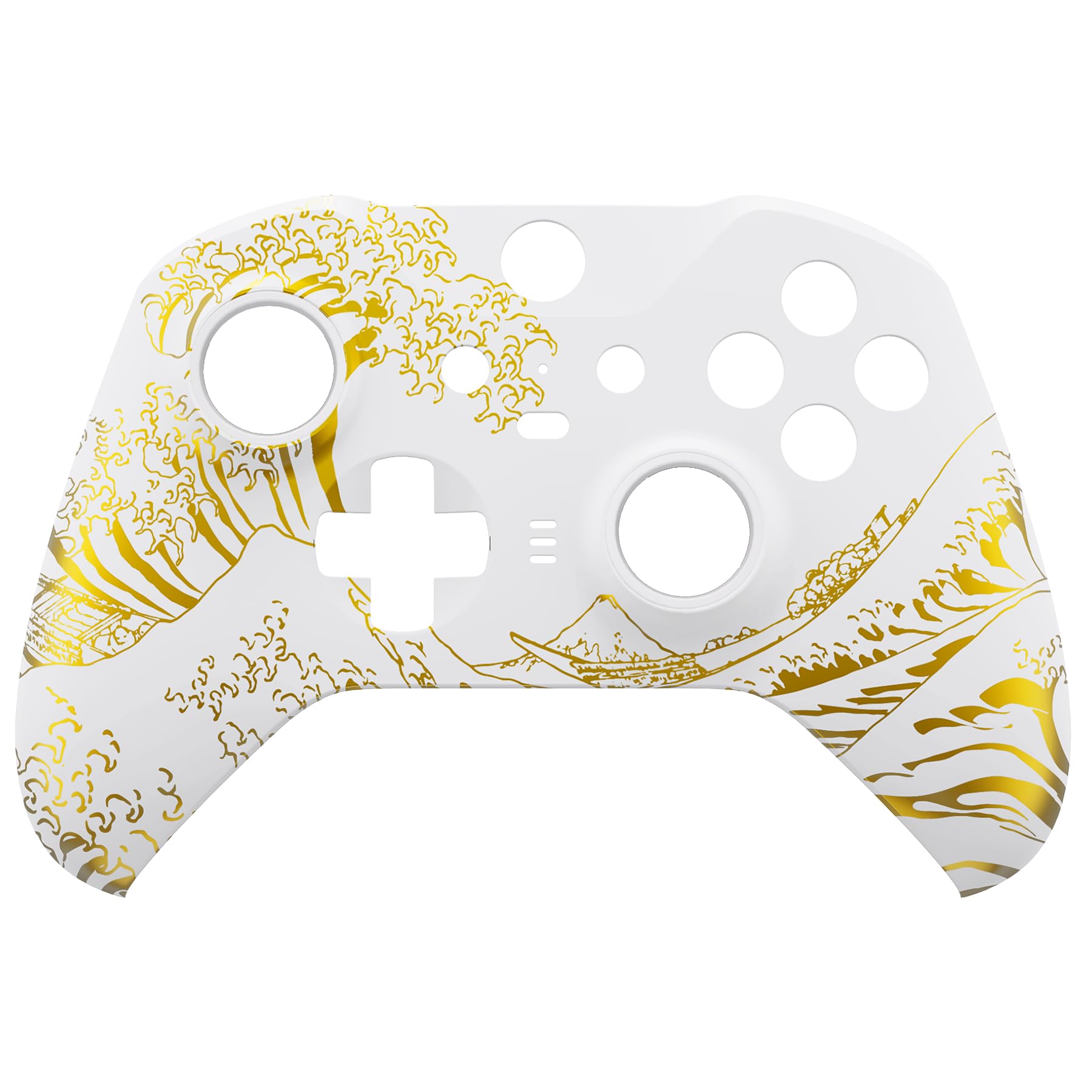 eXtremeRate Custodia Cover per Xbox Elite Series 2 Controller Model 1797,Scocca Case Frontale Ricambio per Xbox Elite Series 2 Wireless Controller Core&2 Anelli-Grande Onda d'Oro Bianca - 4