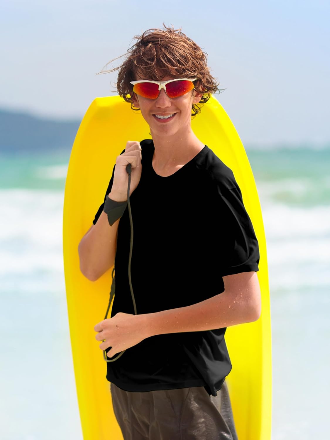 Boys Neon Shirts Dry Fit Athletic T Shirts UPF 50+ Performance Cooling Shirt Short Sleeve Rash Guard Kids Top for Boys Girls - Image 2