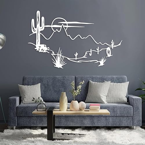 Miniatura 7 de Arte de pared de metal de paisaje del desierto, decoración de pared de cactus de metal, decoración de pared del desierto bohemio, arte de pared de