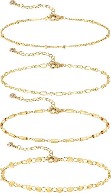 VIROMY Bracelets for Women 14K Gold Plated Bracelets Set for Women Trendy Gold Stackable Bracelets for Women Dainty Gold Bracelets for Women Jewelry Gifts Women
