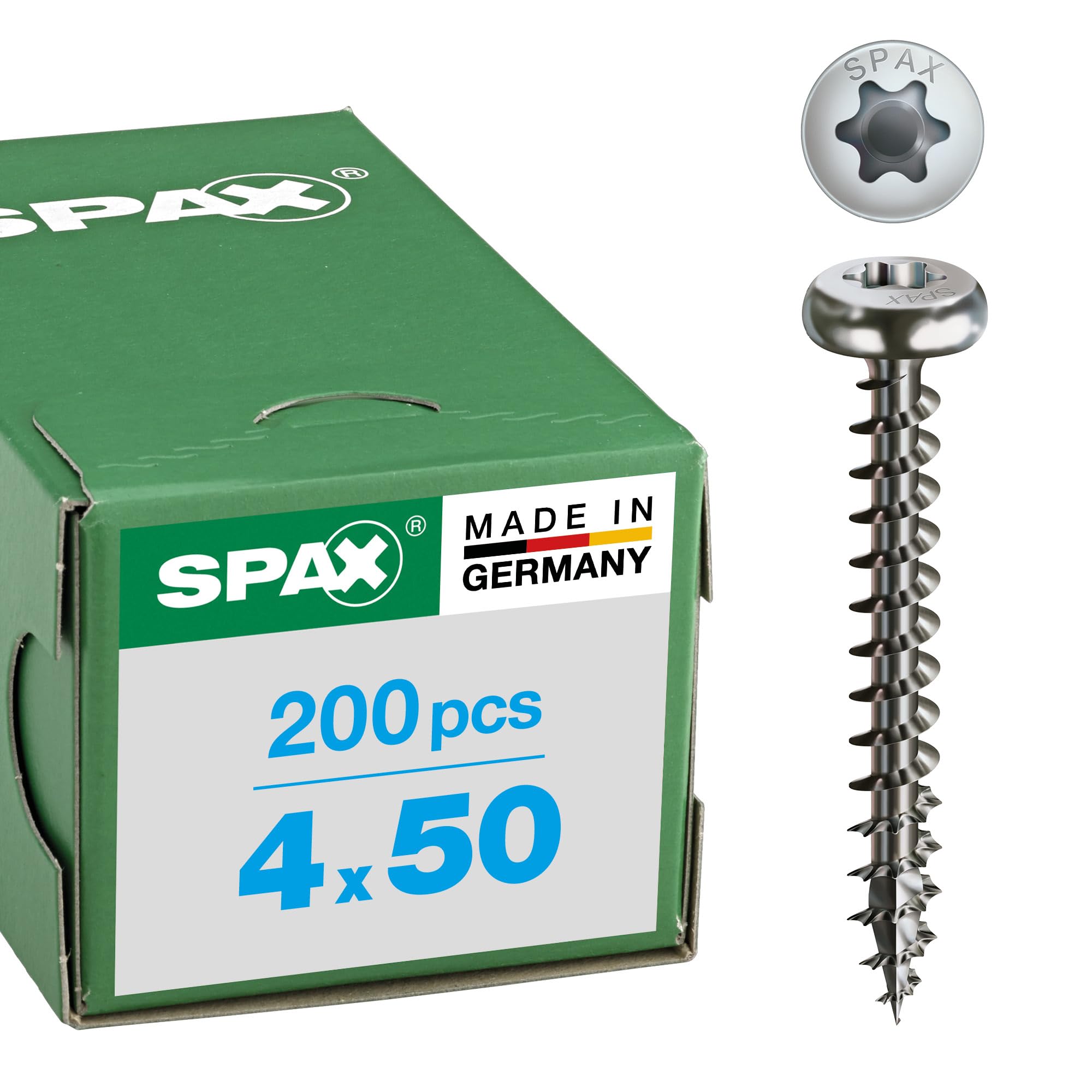 Spax T-Star Plus, 4Cut Panhead – Universal Screw, Fully Threaded, Stainless Steel A2, 1.4567 – 0207000350203, 0207000400503