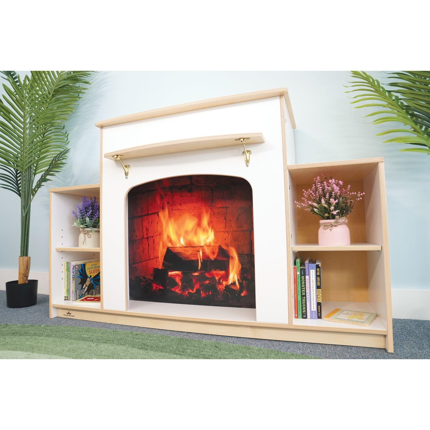Whitney Brothers Indoor Modern Toddler Compact PlayStation Warm and Welcoming Fireplace White
