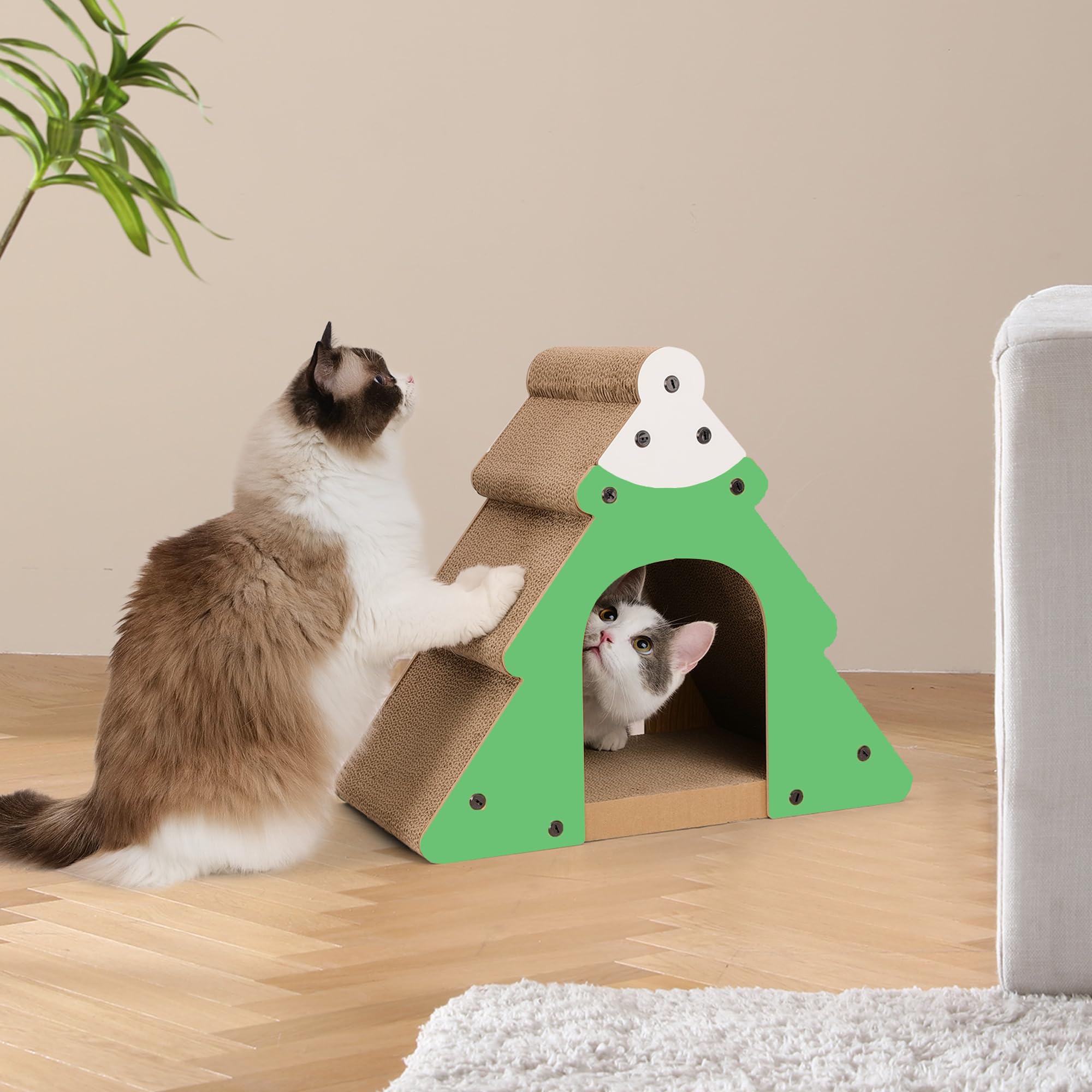 FUKUMARU Tappetino Tiragraffi di Cartone per Gatti.Tiragraffi a Forma di Albero. Più Spazio per Graffiare.Un Tiragraffi Perfetto e Bellissimo a Forma di Albero per Gatti.