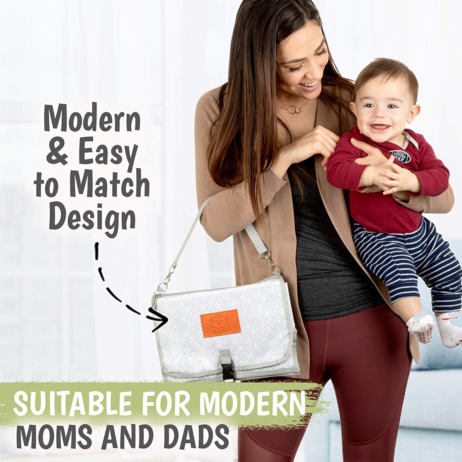 Portable Baby Diaper Changing Pad - Waterproof Diaper Changing Mat - Folding Diaper Changing Station - Travel Diaper Change Pads - Changing Clutch - Detachable Stroller Hooks (Gray Mod) : Baby