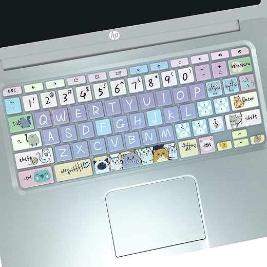 WSLUCKO Keyboard Cover for HP 11.6 inch Chromebook, HP Chromebook x360 11.6'' 11-ae & HP Chromebook 11 G2, G3, G4,G5, G6 EE, G7 EE, 11A-NB0013DX,Cute Cat