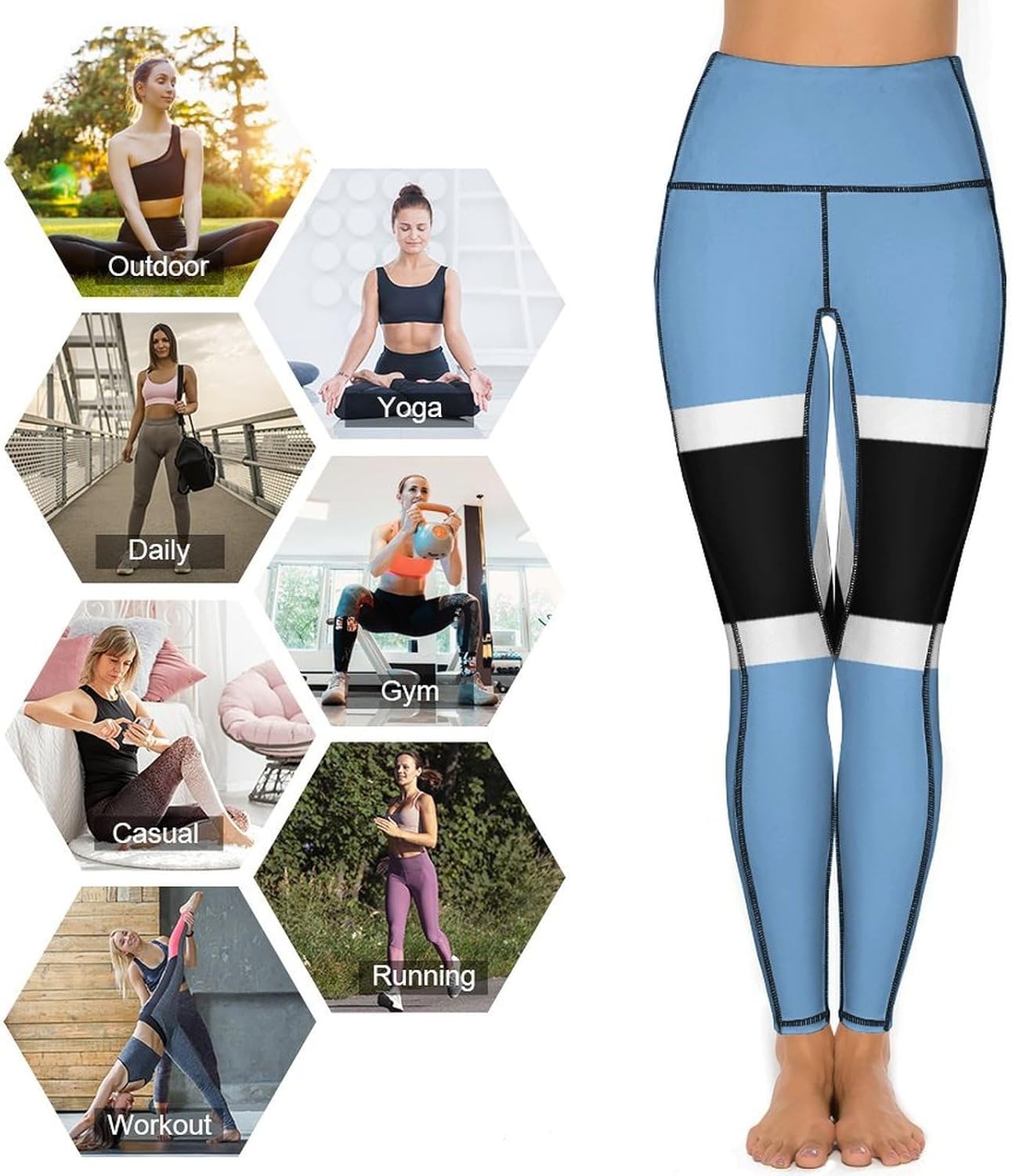 Botswana Flag Womens Yoga Pants High Waist Tummy Control Workout Leggings