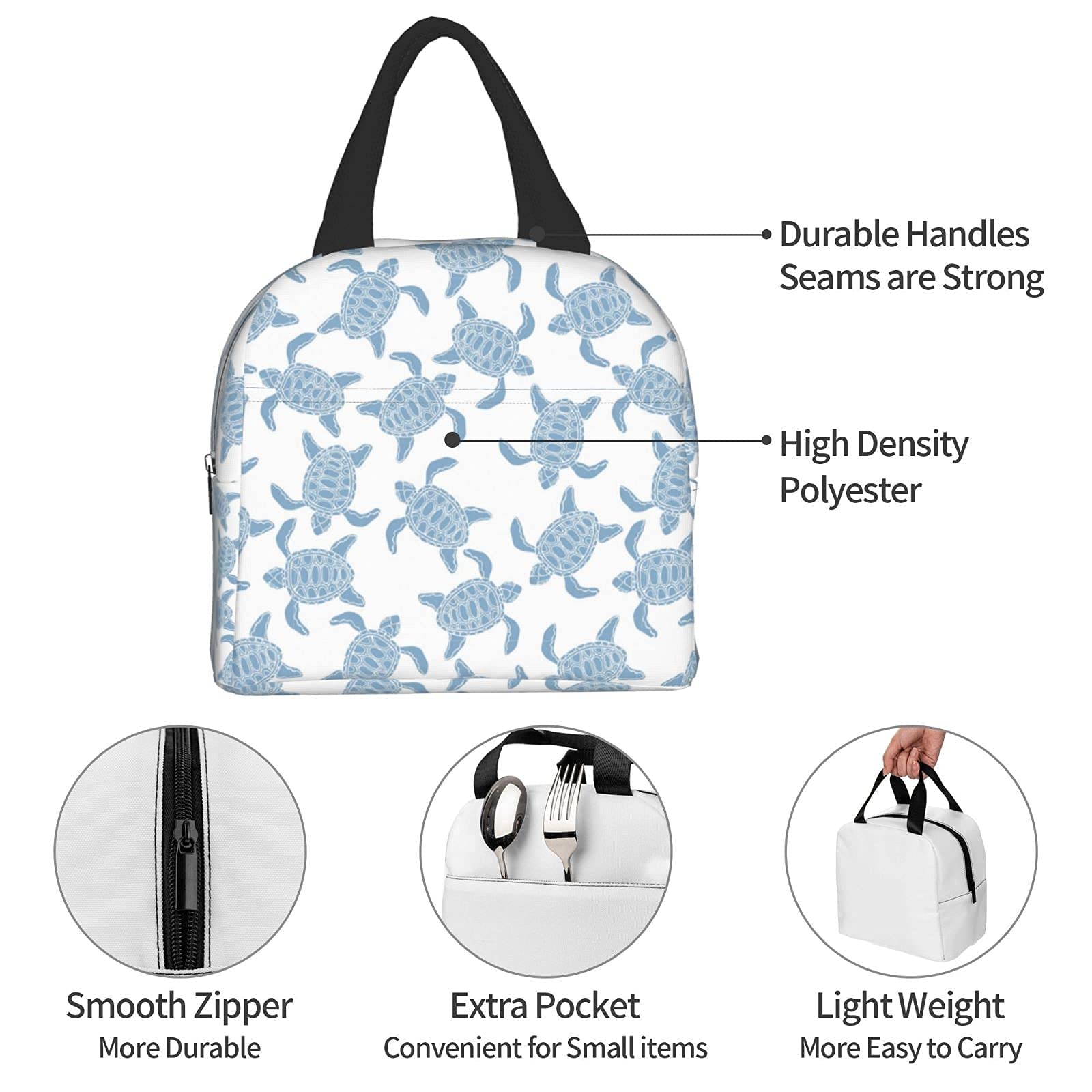 Borsa Frigo Termica Da Donna Con Tartarughe Oceaniche – Leggera, Capiente, Con Tasche Anteriori, Per Lavoro E Picnic