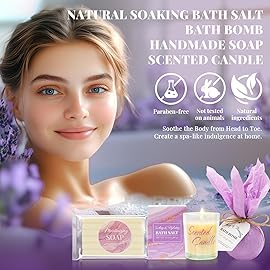 BODY & EARTH Self Care Gifts for Women Get Well Soon Gifts, Purple Birthday Gift Baskets, 8pcs Lavender Bath and Body Sets with 20oz Vacuum Insulated Tumbler Mother\'s Day Gifts for Mom
