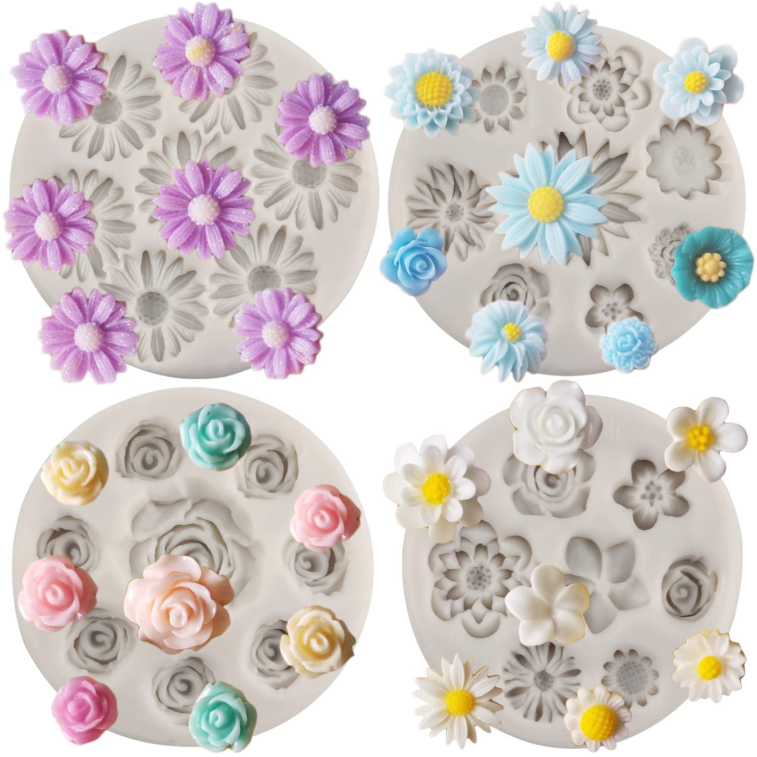 MYPRACS Lot De 4 Moules En Silicone En Forme De Fleur | FindTheDeal