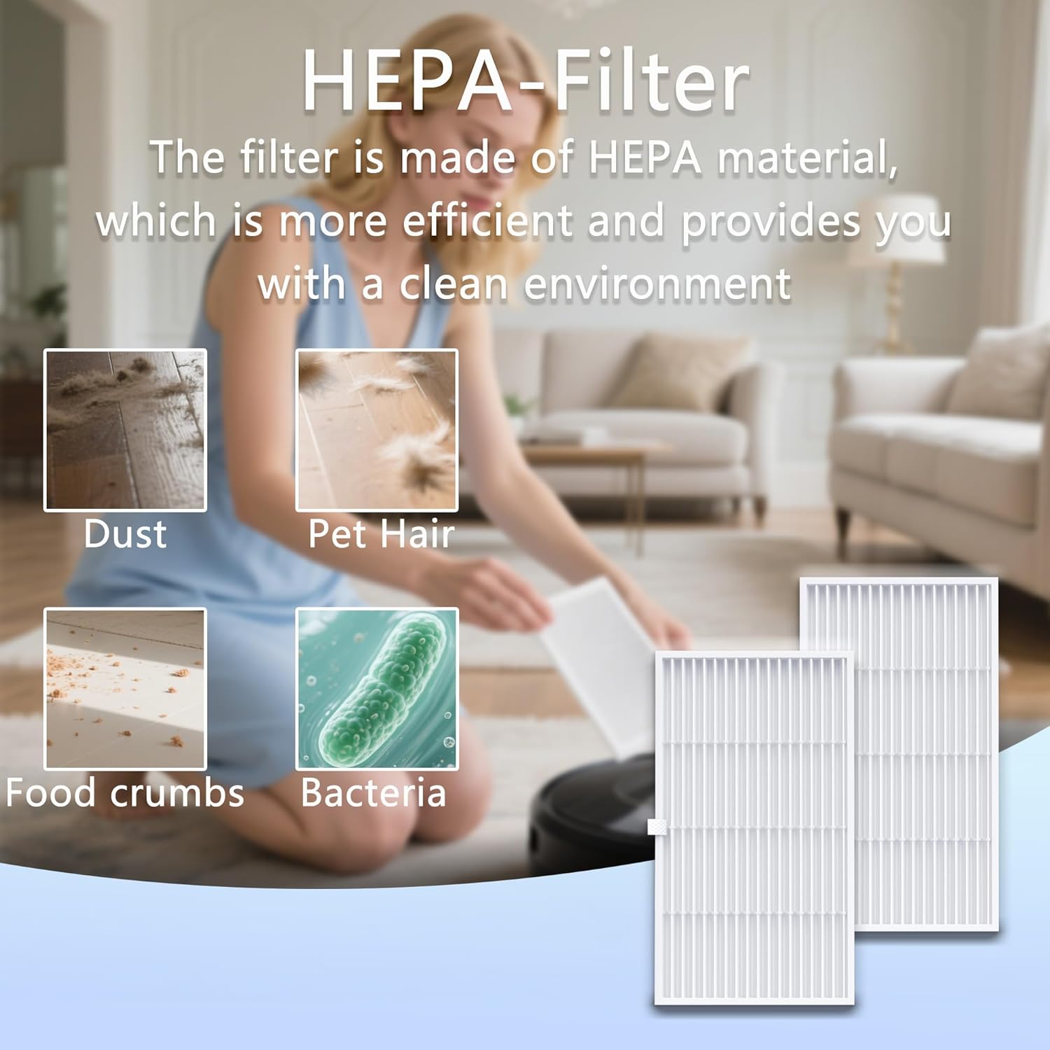 Replacement Parts for BPMIO B15 / B15 Plus Robot Vacuum Accessories 1 Main Brush 4 Side Brush 3 HEPA Filter 3 Mop Pad