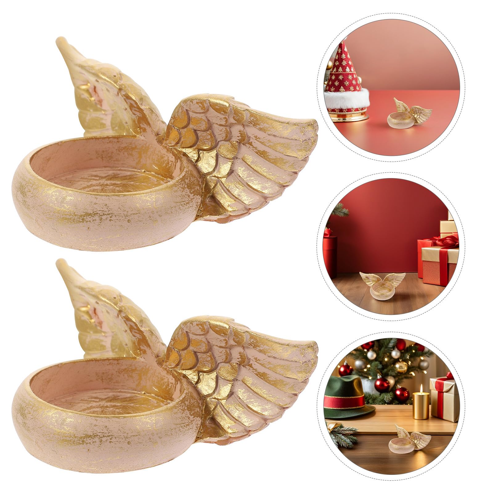 Toyvian 8 Piezas Portavelas de Ángel en Resina, Decoración Navideña y