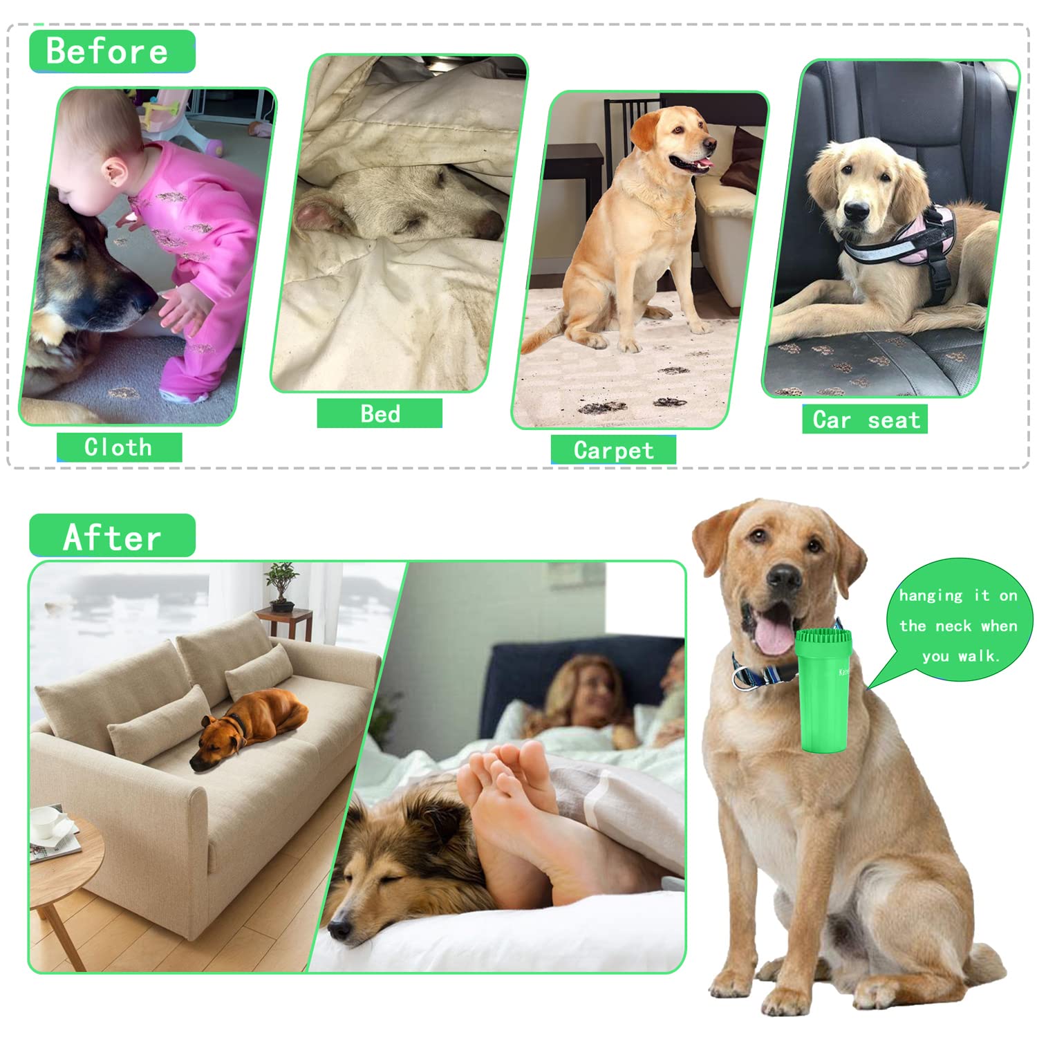 Zestaw do czyszczenia łapy psów L/XL – szybkie czyszczenie bez pełnej kąpieli, kubek do mycia łap 2 w 1 z odłączaną silikonową główką szczotki, zawiera szczotkę do kąpieli i 3 chłonne ręczniki