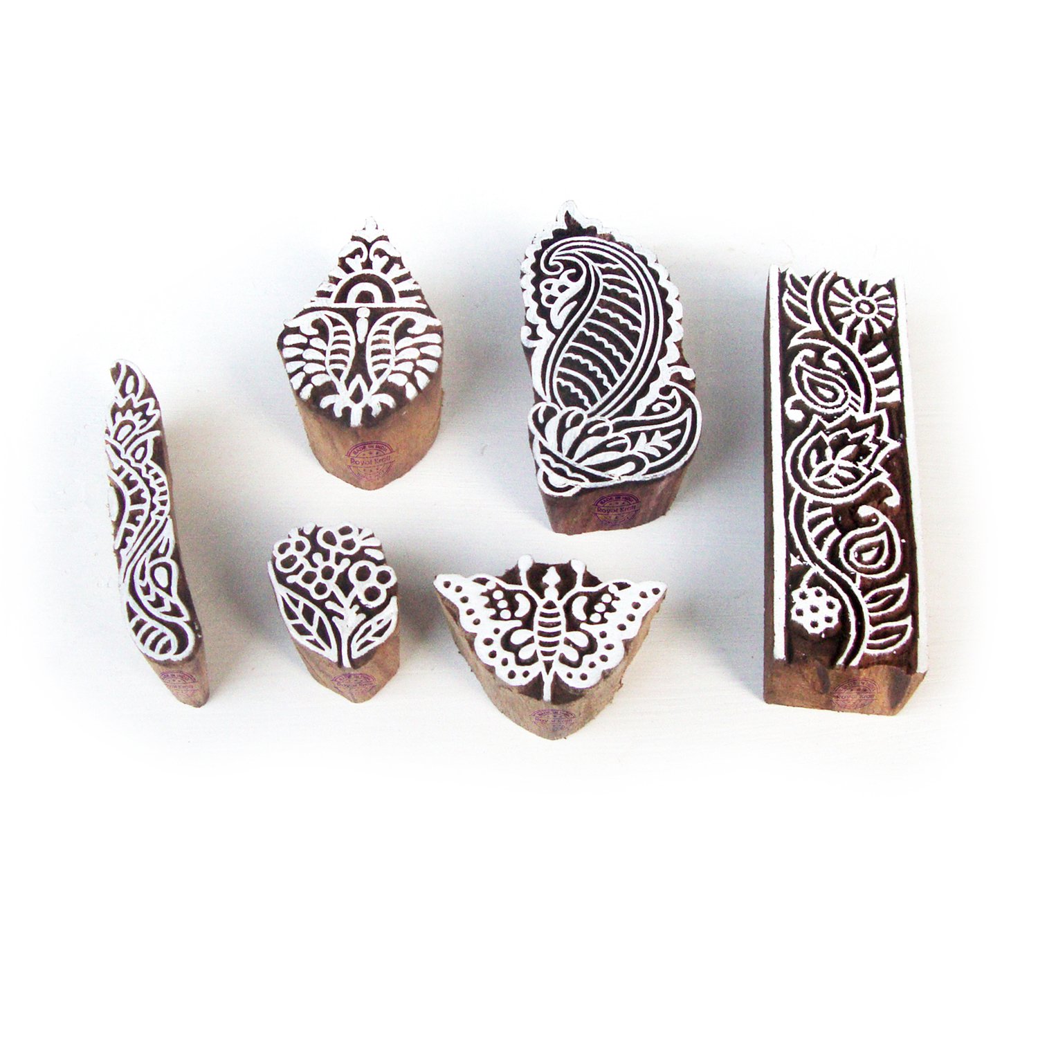 Butterfly and Paisley Hand Crafted Designs Wood Blocks for Printing (Set of 6) (B00WML0XRK) Amazon Price History, Amazon Price Tracker