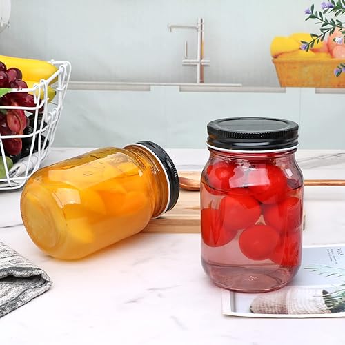 Miniatura 7 de QAPPDA Tarros de vidrio de 16 onzas con tapas, tarros de vidrio coloridos, tarros de almacenamiento de vidrio para alimentos, tarros de vidrio
