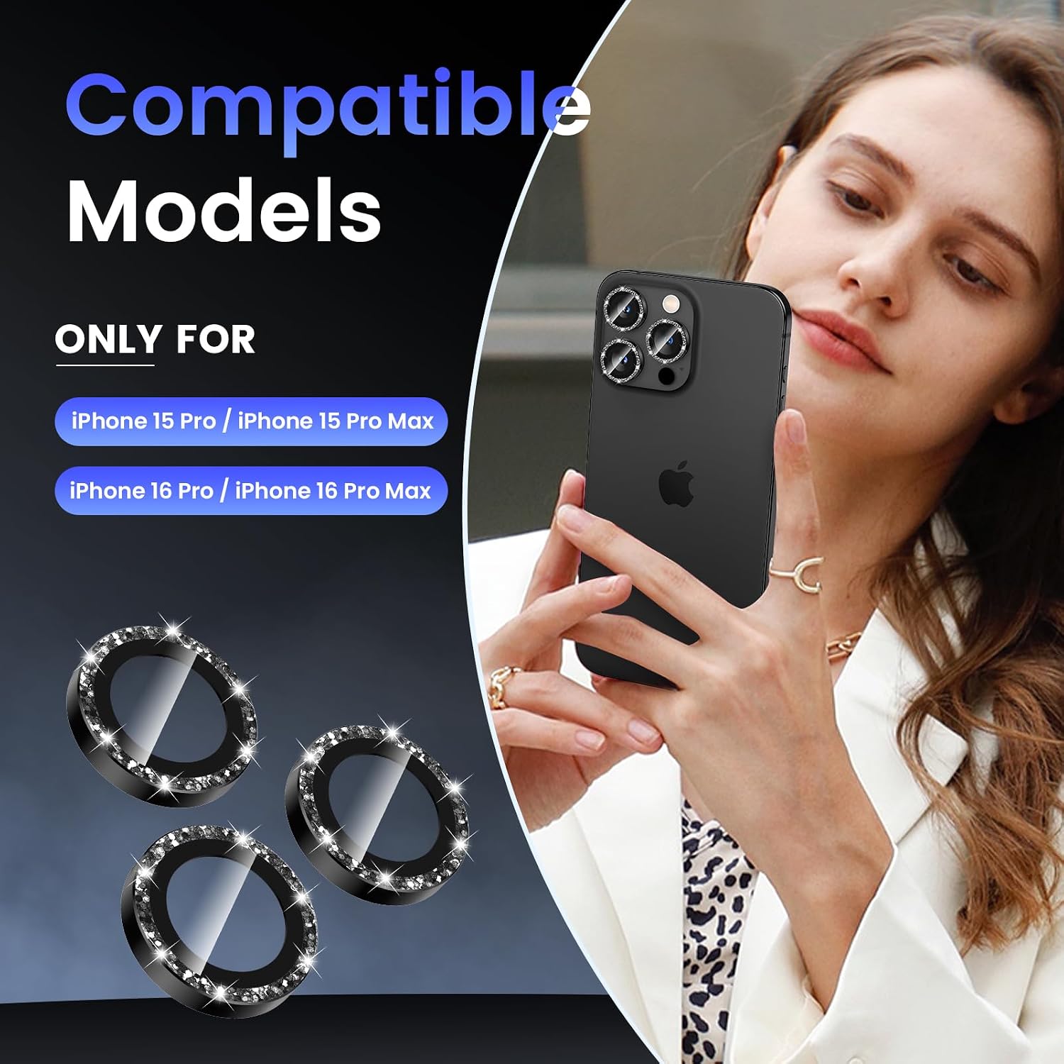 Tensea Camera Lens Protector Compatible for iPhone 17 Pro Max/17 Pro/15 Pro Max/15 Pro/16 Pro Max/16 Pro/14 Pro Max/14 Pro, Metal Tempered Glass Cover Camera Screen Protector Accessories,Case Friendly image 2