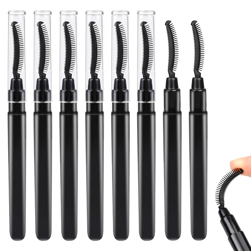 Kit Sliverdew com 8 escovas separadoras para cílios e sobrancelhas, silicone, pretas, com tampas