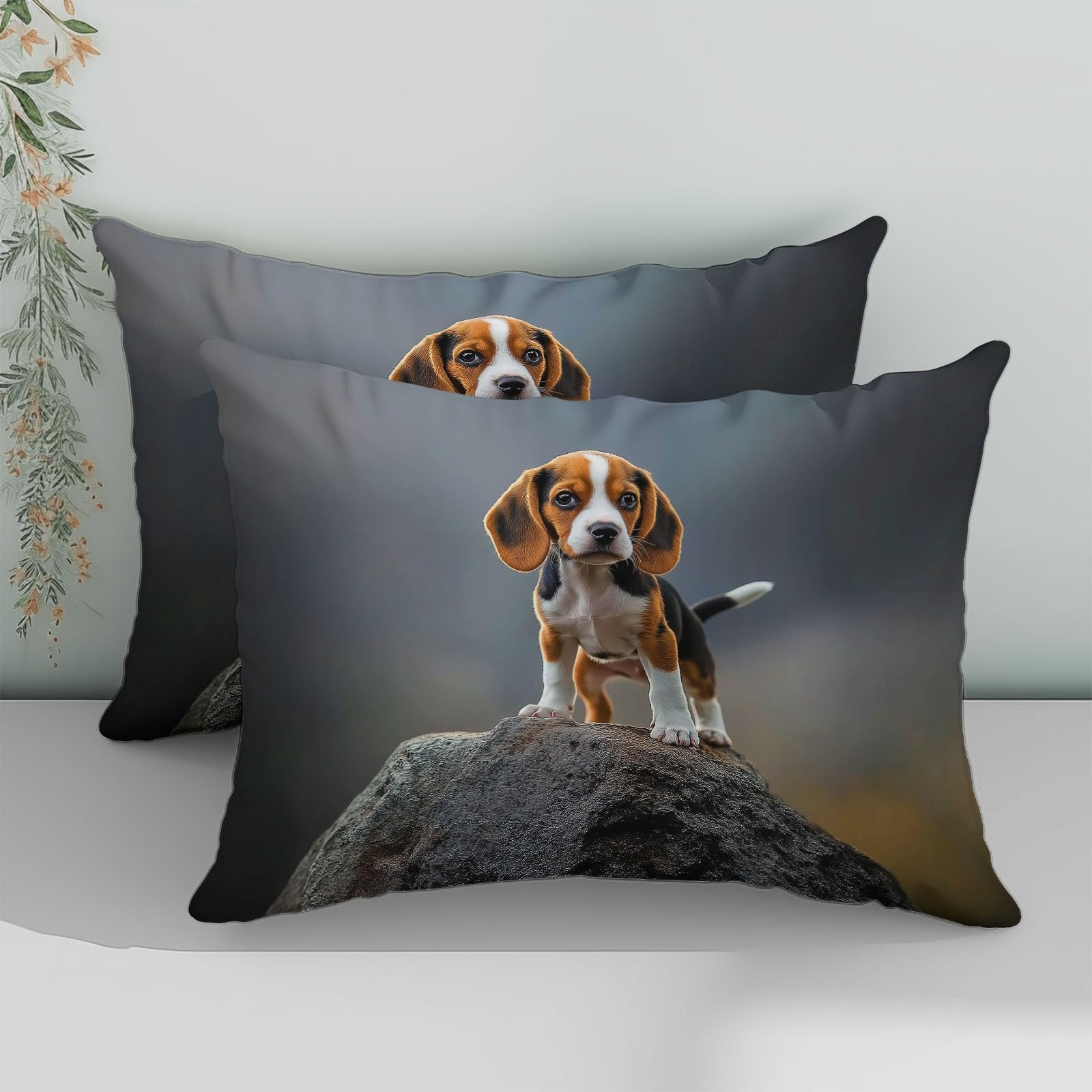 Générique Komplet pościeli dziecięcej 160 x 200 cm Beagle Fotografia Zwierząt Poszwa na kołdrę Miękka i oddychająca mikrofibra, ciemnoszara pościel 1 osoba Zamek błyskawiczny Poszewki na poduszki