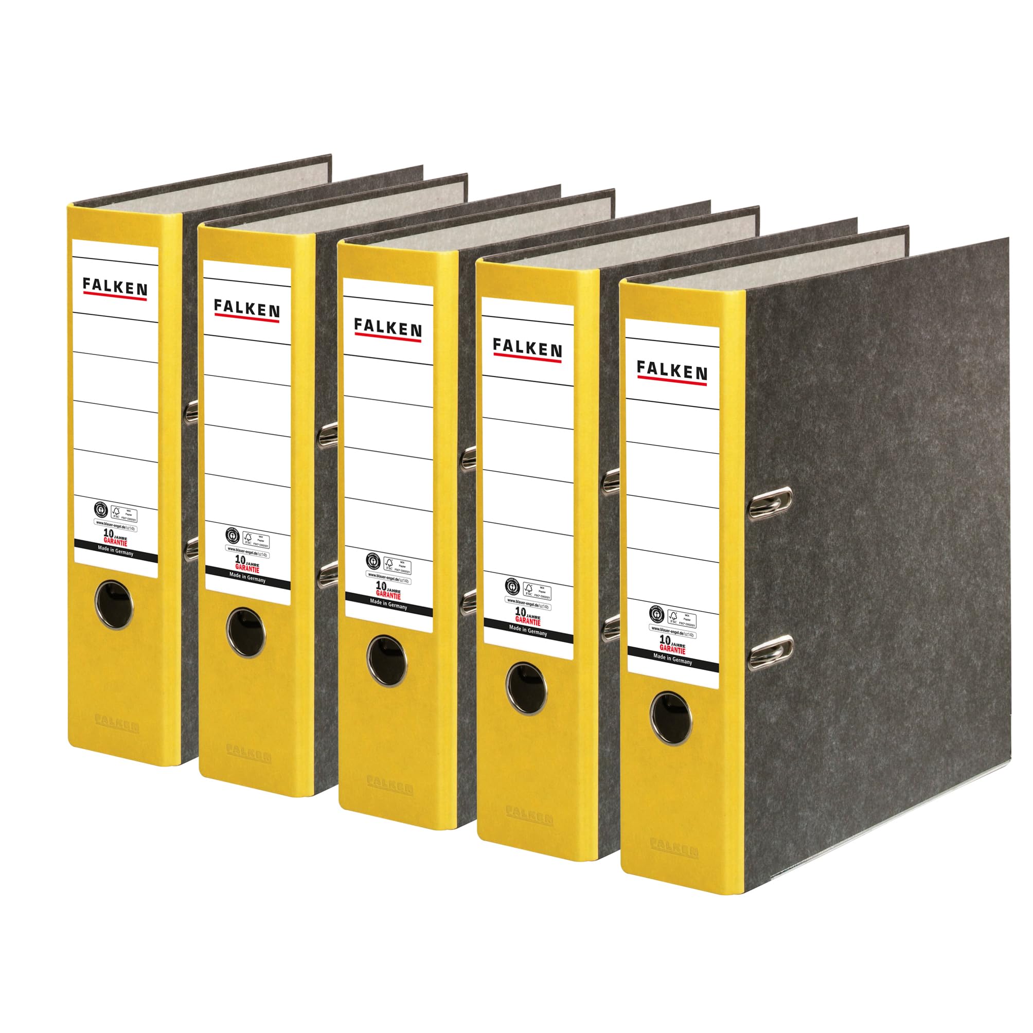 FALKEN 5X Recycling Folders 8 cm Wide DIN A4 Yellow Spine — image 1