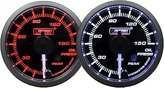 Oil Pressure Gauge-with Peak and Warning Electrical Amber/White Premium Clear Lens White Pointer Series 52mm (2 1/16")