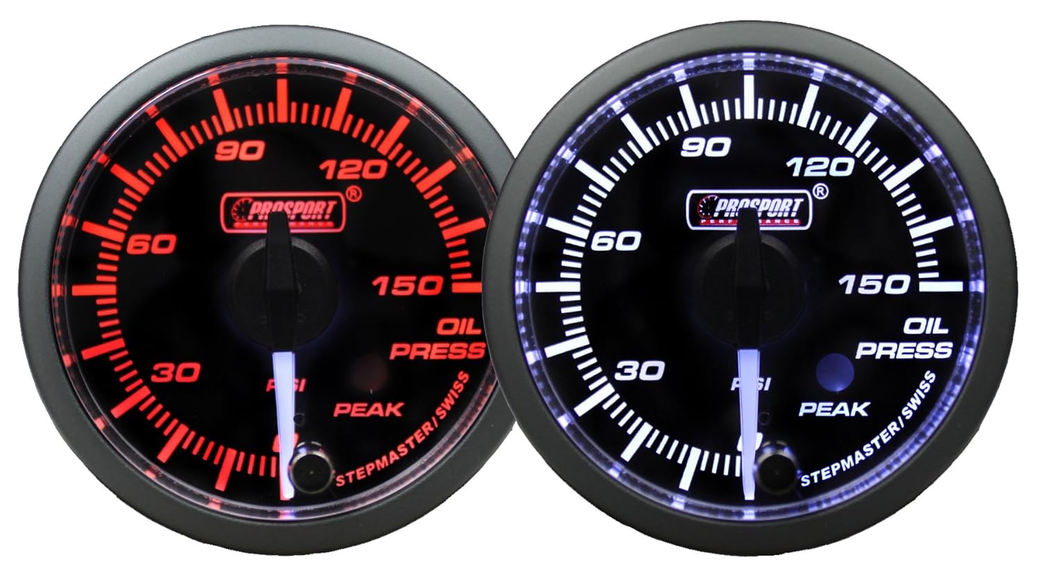 Prosport EVO 52mm Electrical Oil Pressure Gauge | Green/White Digital PSI Display with Sender Unit | Compact Engine Pressure Monitor for Performance and Daily Driving