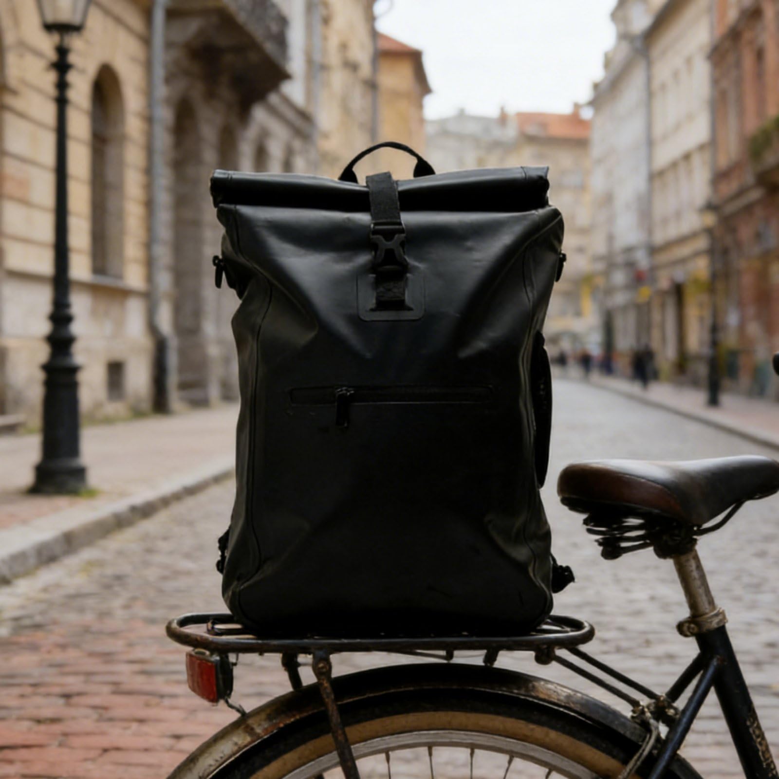 Borsa Bicicletta Impermeabile Borsa Posteriore Pannier Zaino Impermeabile con Ampio Scomparto 30L E Protezione dagli Agenti Atmosferici in PVC Adatta per Spesa attività all’ Aperta, Nero