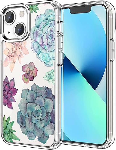 Funda compatible con iPhone 13 Pro Max, colorida y divertida planta suculentas, diseño transparente, a prueba de golpes, suave TPU
